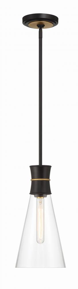 Quinn 1 Light LED Matte Black + Textured Gold Mini Pendant