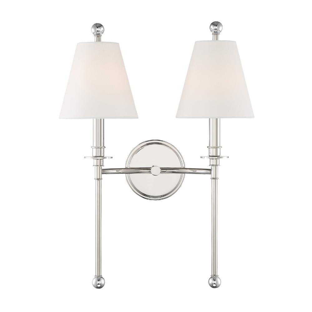 Riverdale 2 Light Polished Nickel Sconce