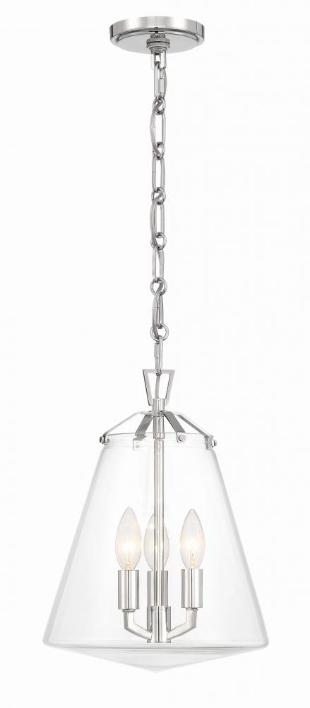 Voss 3 Light Polished Nickel Pendant