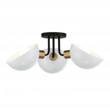 Crystorama GIG-810-BK-AG - Gigi 3 Light Black + Aged Brass Semi Flush Mount