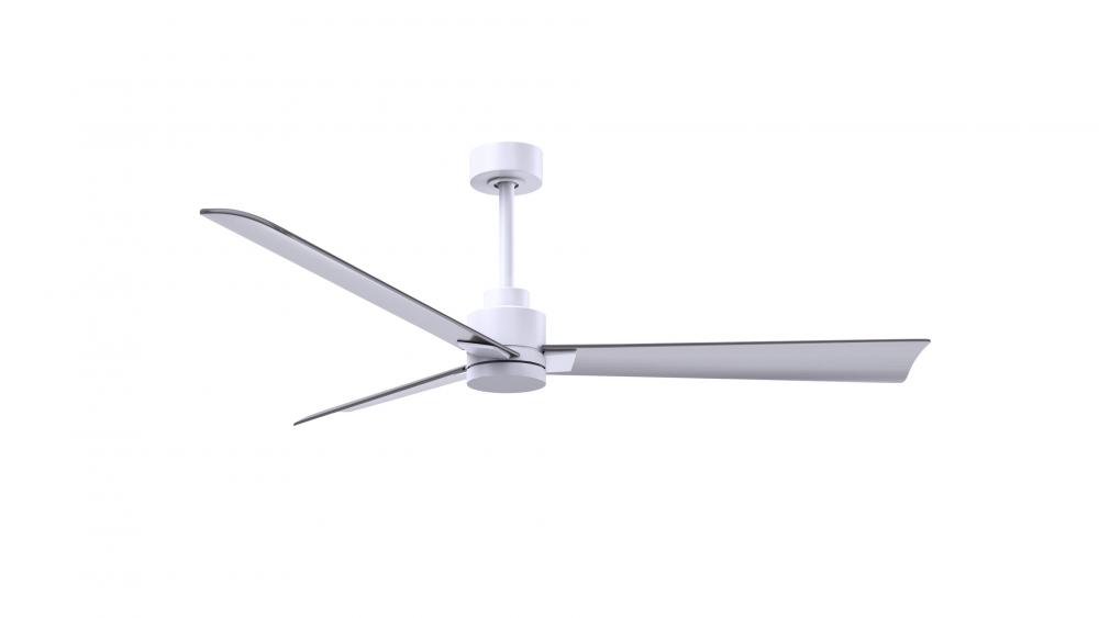 Alessandra 3-blade transitional ceiling fan in matte white finish with brushed nickel blades. Opti