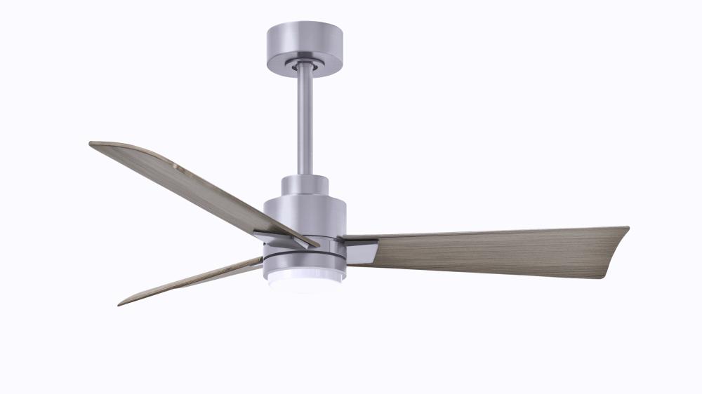 Alessandra 3-blade transitional ceiling fan in brushed nickel finish with gray ash blades. Optimiz