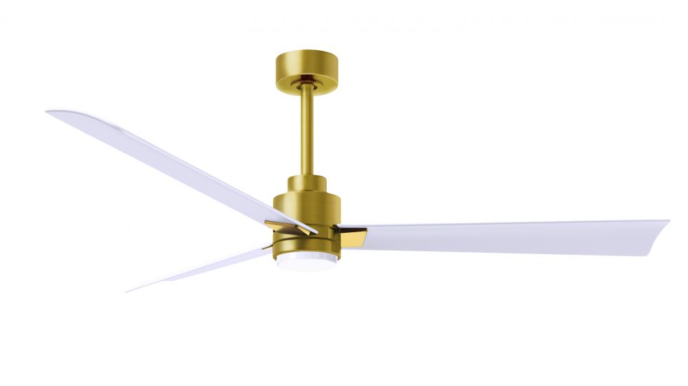 Alessandra 3-blade transitional ceiling fan in brushed brass finish with matte black blades. Optim