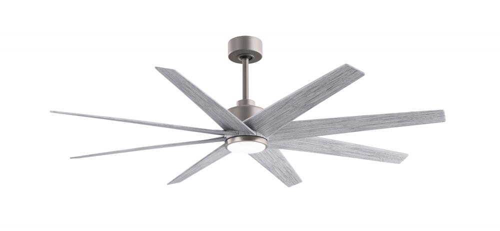 Ariella 8-blade ceiling fan in Brushed Nickel and Barn Wood Tone blades