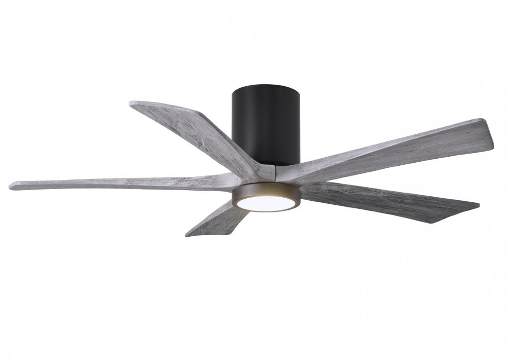 IR5HLK five-blade flush mount paddle fan in Matte Black finish with 52” solid barn wood tone bla