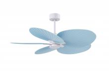 Matthews Fan Company AKTP-MWH-BL - Alessandra Tropical 5-blade ceiling fan in Matte White and Light Blue blades.