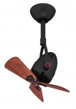 Matthews Fan Company DI-BK-WD - Diane oscillating ceiling fan in Matte Black finish with solid mahogany tone wood blades.