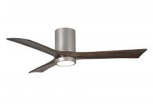  IR3HLK-BN-WA-52 - Irene-3HLK three-blade flush mount paddle fan in Brushed Nickel finish with 52” solid walnut ton