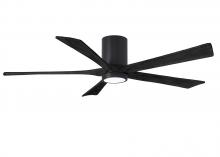  IR5HLK-BK-BK-60 - IR5HLK five-blade flush mount paddle fan in Matte Black finish with 60” solid matte black wood b