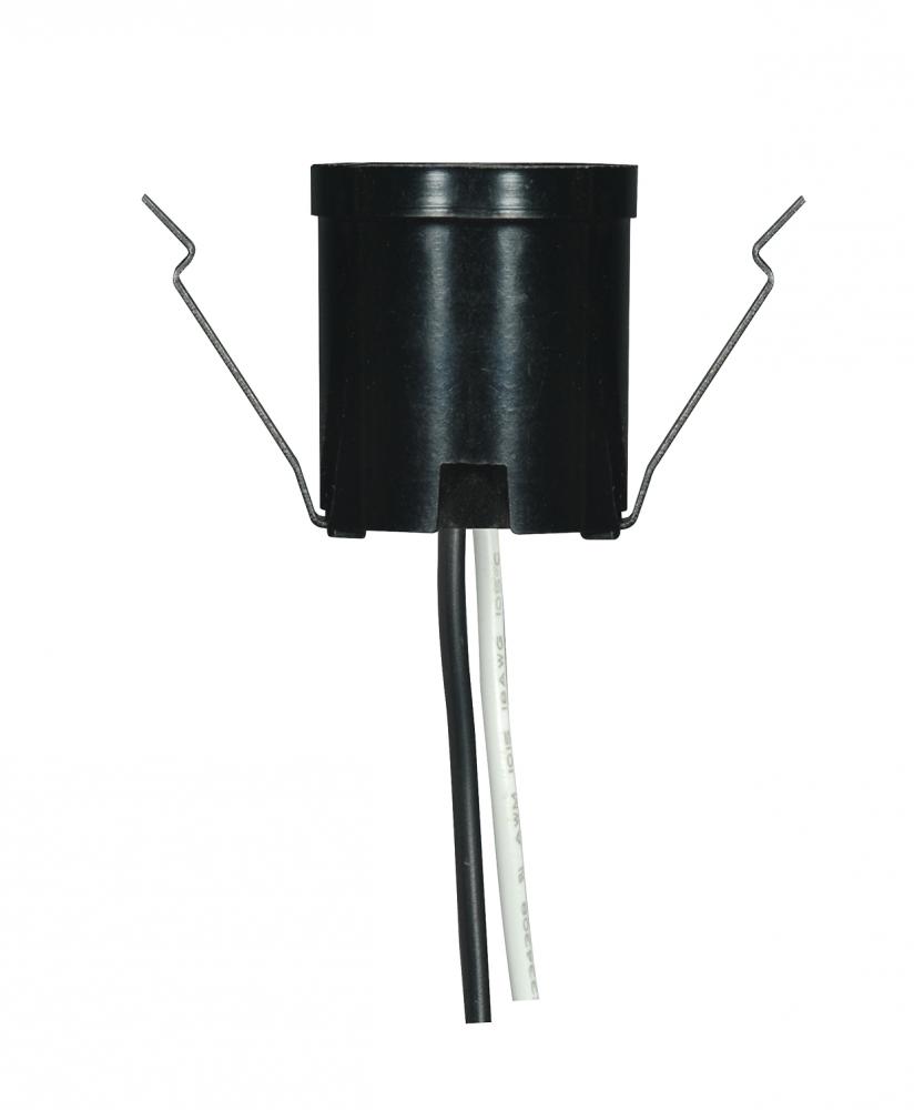 Snap-In Socket With Top Rim And For 3-1/4" - 4" Holders; 9" AWM B/W Leads 105C;