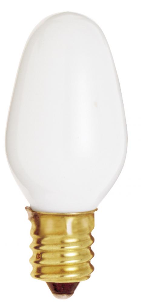 4 Watt C7 Incandescent; White; 3000 Average rated hours; 8 Lumens; Candelabra base; 120 Volt