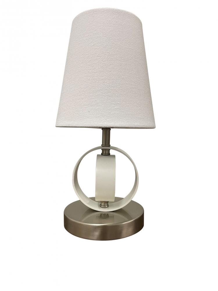 Bryson Mini 4" Double Ring Satin Nickel/Azure Accent Lamp