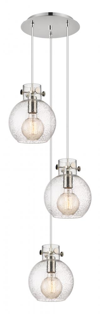 Newton Sphere - 3 Light - 16 inch - Polished Nickel - Cord hung - Multi Pendant