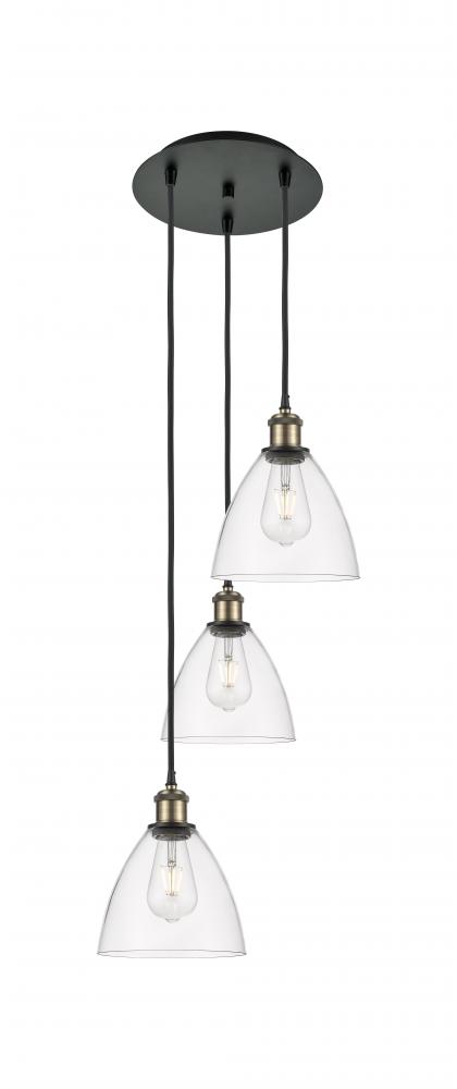 Bristol - 3 Light - 14 inch - Black Antique Brass - Cord Hung - Multi Pendant