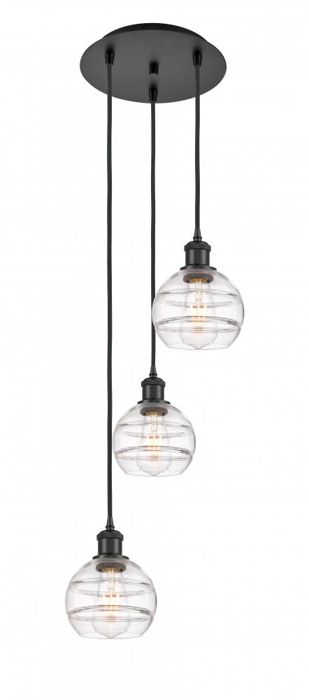 Rochester - 3 Light - 12 inch - Matte Black - Cord hung - Multi Pendant