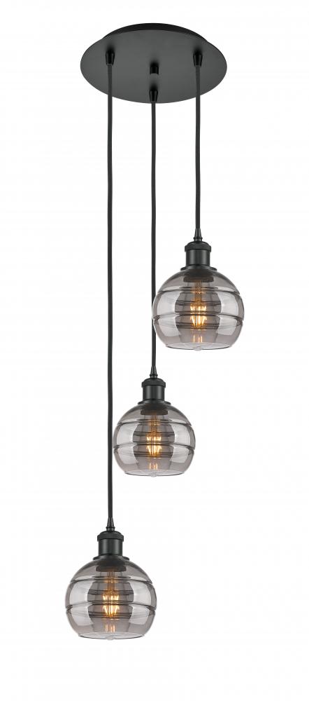 Rochester - 3 Light - 12 inch - Matte Black - Cord hung - Multi Pendant