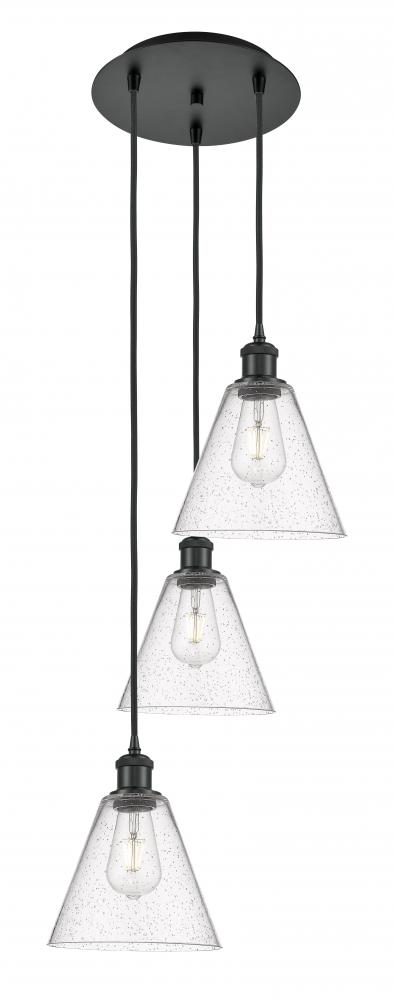 Berkshire - 3 Light - 15 inch - Matte Black - Cord Hung - Multi Pendant