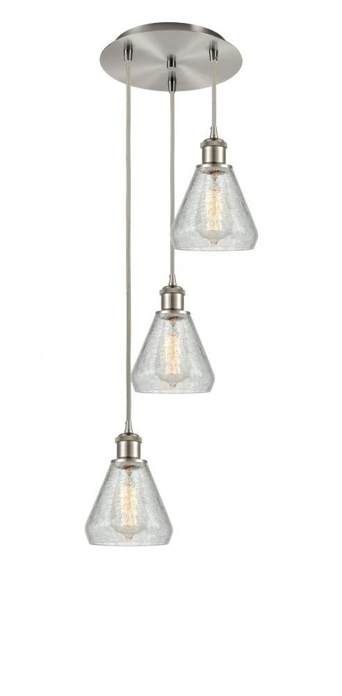 Conesus - 3 Light - 13 inch - Brushed Satin Nickel - Cord Hung - Multi Pendant