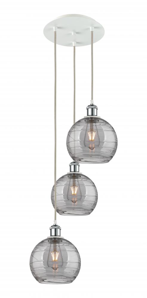 Athens Deco Swirl - 3 Light - 15 inch - White Polished Chrome - Cord Hung - Multi Pendant