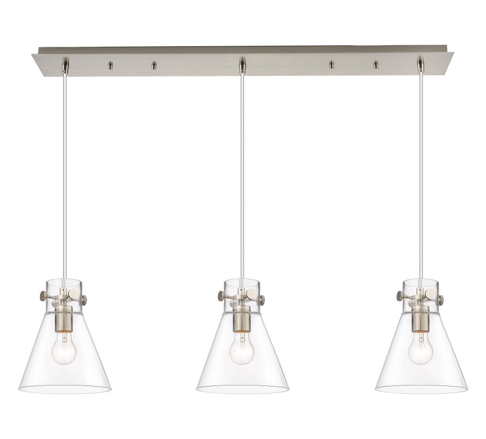 Newton Cone - 3 Light - 40 inch - Brushed Satin Nickel - Linear Pendant