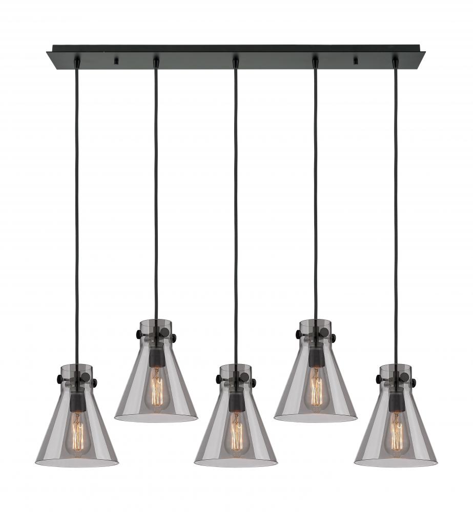 Newton Cone - 5 Light - 40 inch - Matte Black - Linear Pendant