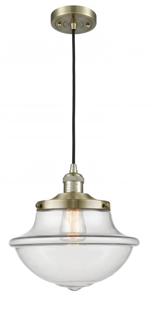 Oxford - 1 Light - 12 inch - Antique Brass - Cord hung - Mini Pendant