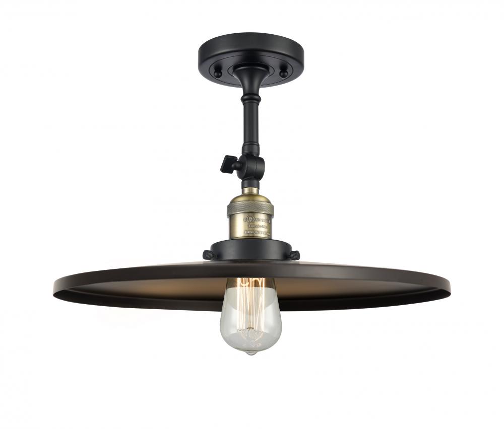 Railroad - 1 Light - 16 inch - Black Antique Brass - Semi-Flush Mount