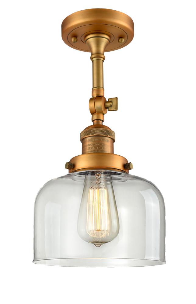 Bell - 1 Light - 8 inch - Brushed Brass - Semi-Flush Mount