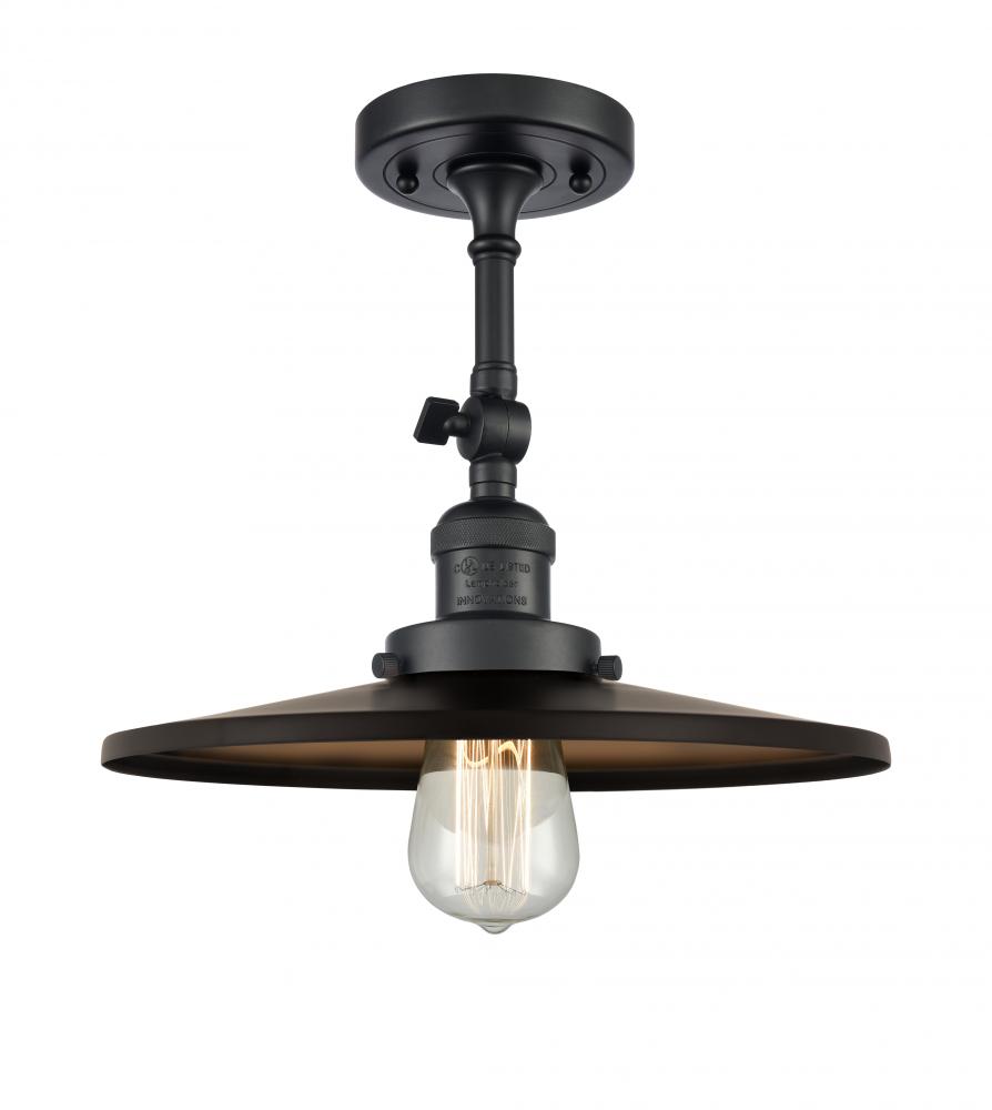 Railroad - 1 Light - 12 inch - Matte Black - Semi-Flush Mount