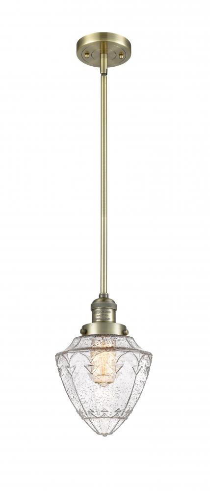 Bullet - 1 Light - 7 inch - Antique Brass - Stem Hung - Mini Pendant