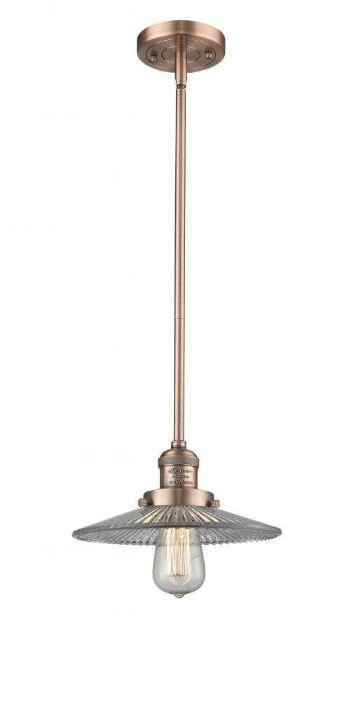 Halophane - 1 Light - 9 inch - Antique Copper - Stem Hung - Mini Pendant