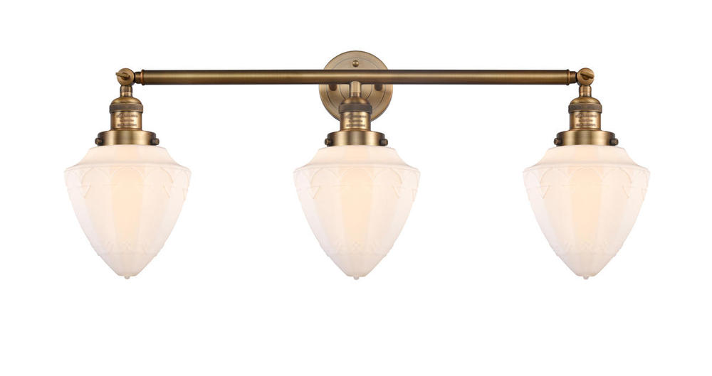 Bullet - 3 Light - 34 inch - Brushed Brass - Bath Vanity Light