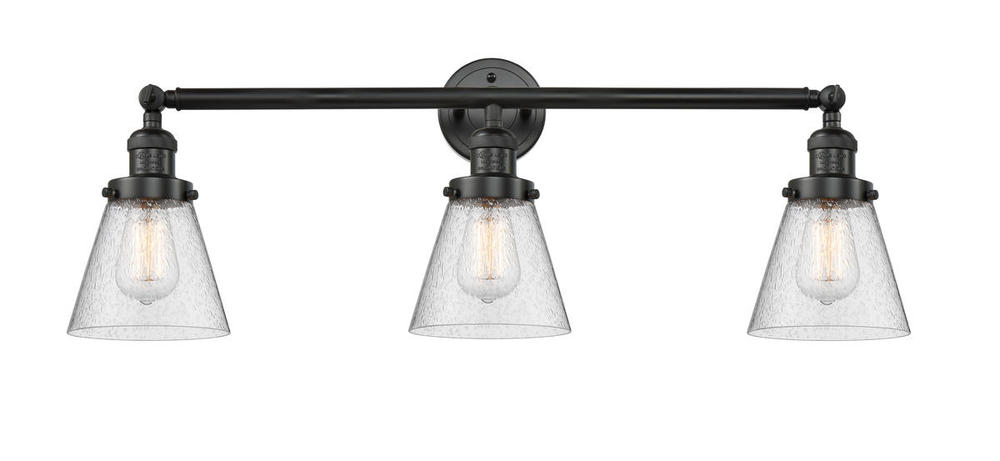 Cone - 3 Light - 30 inch - Matte Black - Bath Vanity Light