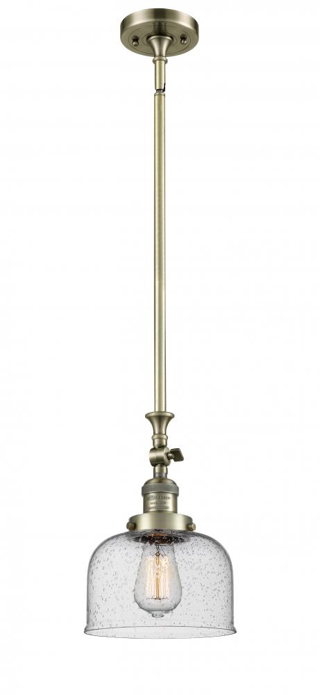 Bell - 1 Light - 8 inch - Antique Brass - Stem Hung - Mini Pendant