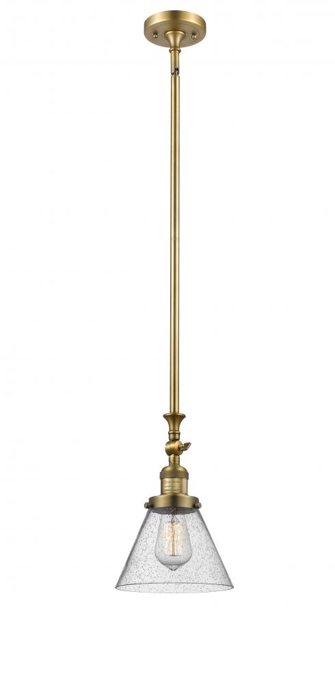 Cone - 1 Light - 8 inch - Brushed Brass - Stem Hung - Mini Pendant