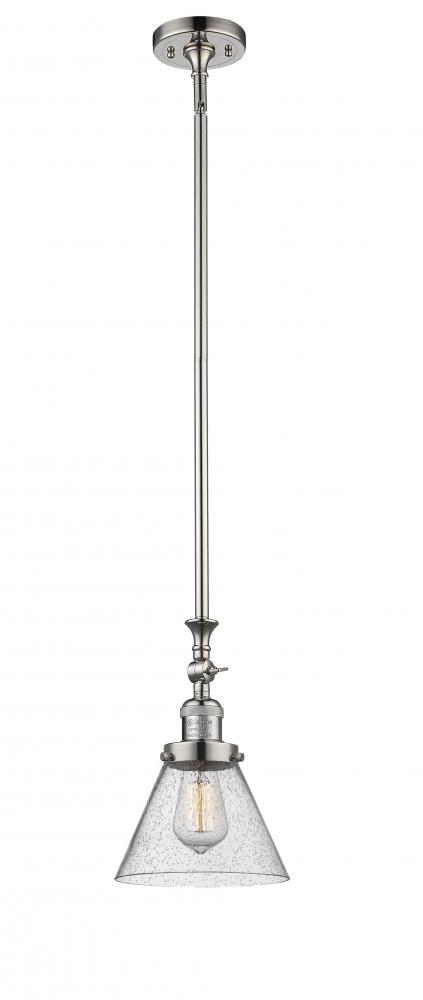 Cone - 1 Light - 8 inch - Polished Nickel - Stem Hung - Mini Pendant