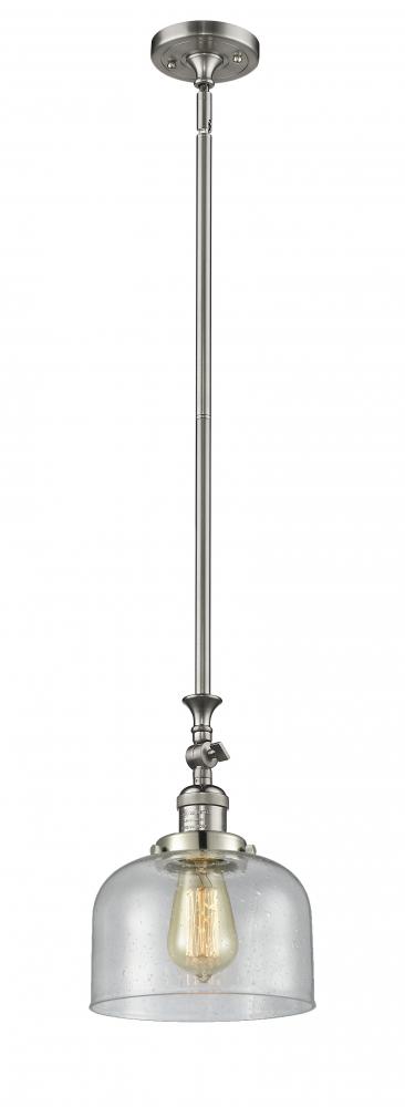 Bell - 1 Light - 8 inch - Brushed Satin Nickel - Stem Hung - Mini Pendant