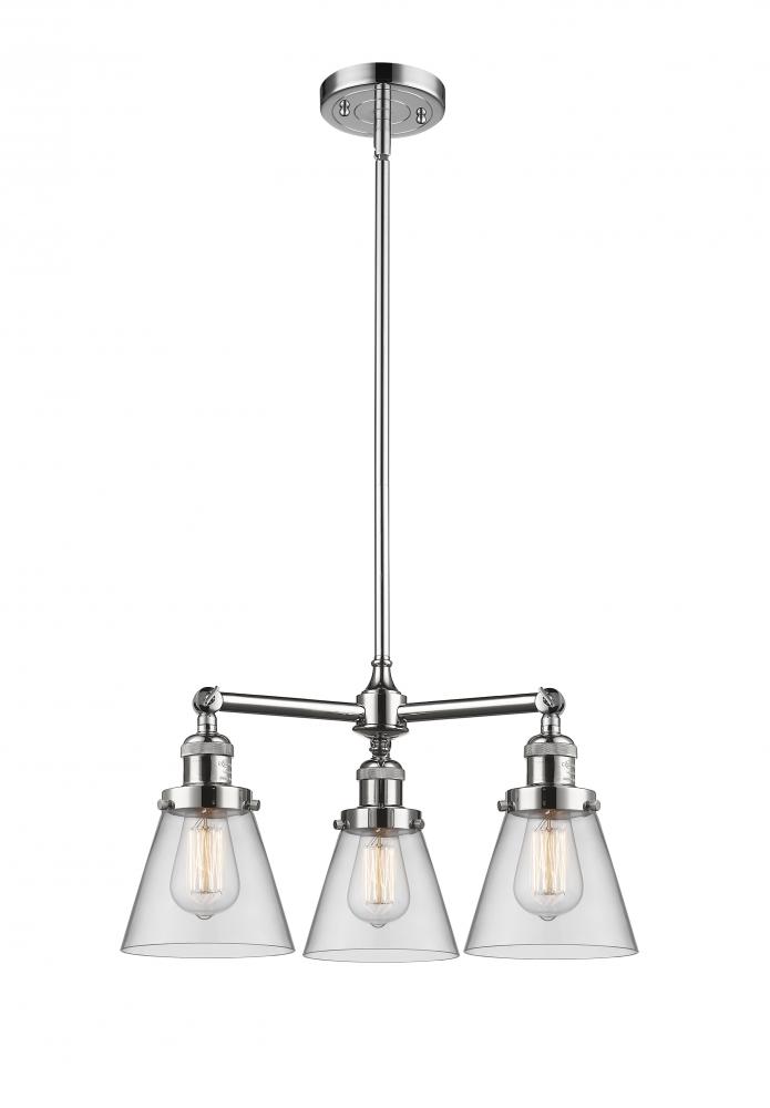 Cone - 3 Light - 19 inch - Polished Chrome - Stem Hung - Chandelier