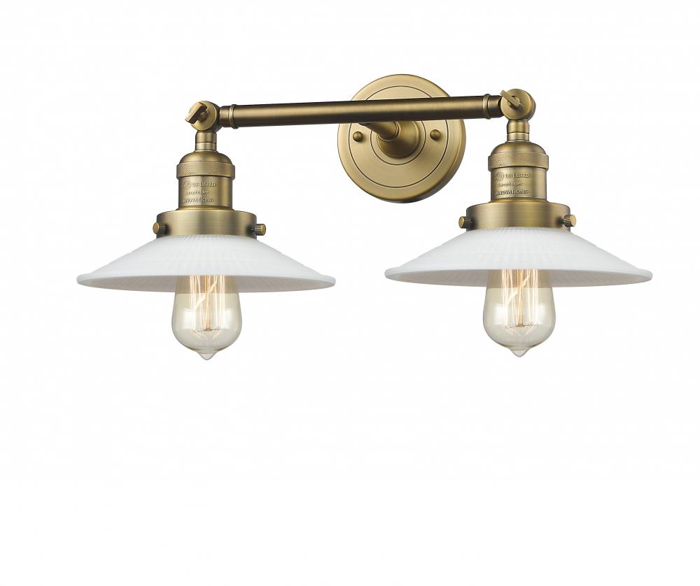 Halophane - 2 Light - 18 inch - Brushed Brass - Bath Vanity Light