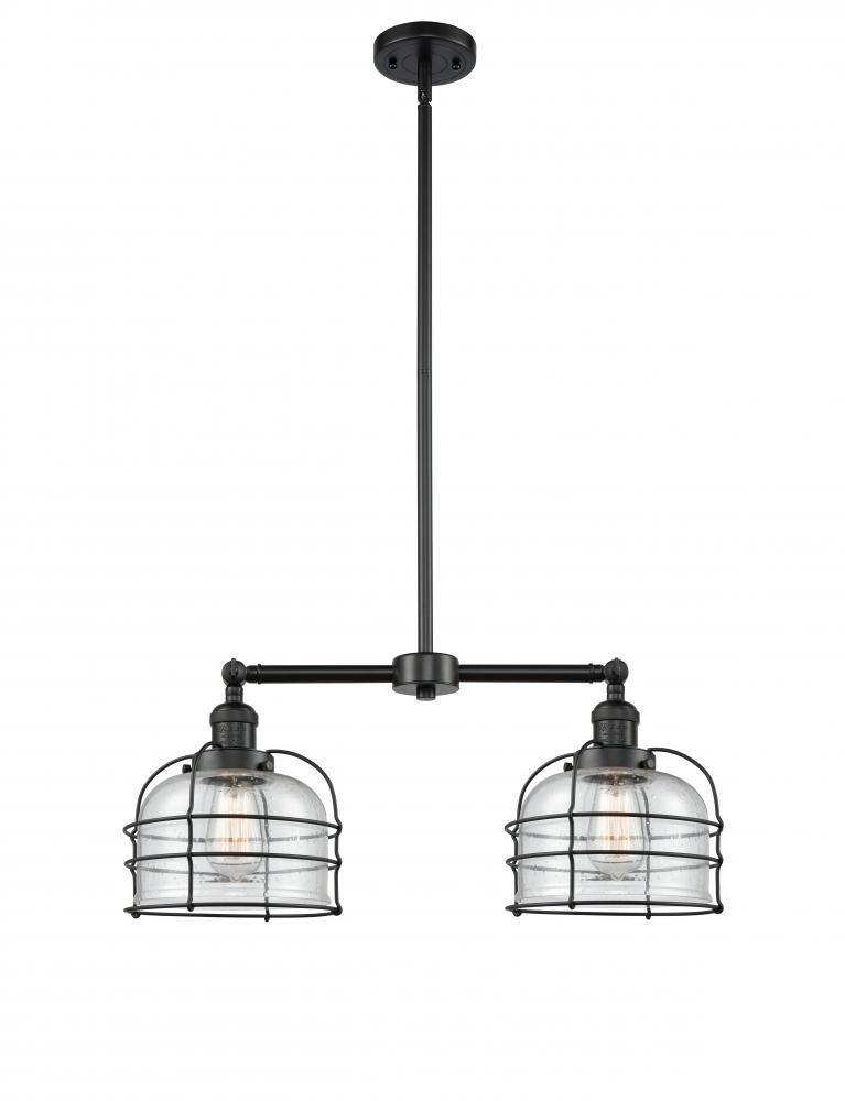 Bell Cage - 2 Light - 24 inch - Matte Black - Stem Hung - Island Light