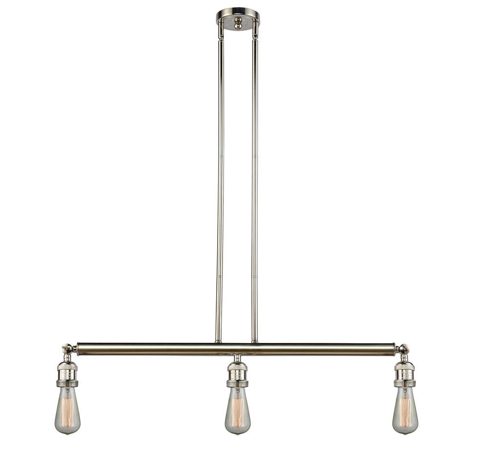 Bare Bulb - 3 Light - 38 inch - Polished Nickel - Stem Hung - Island Light