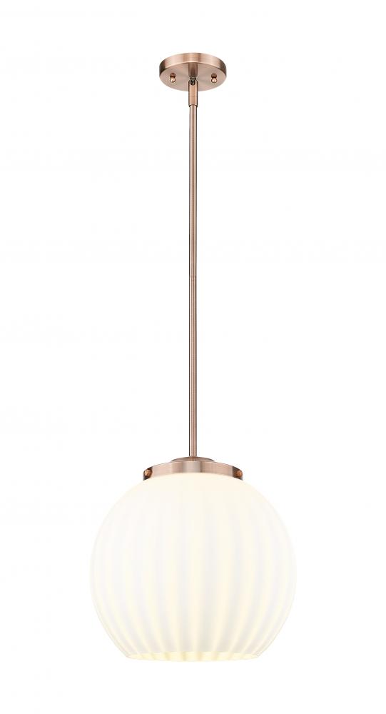 White Venetian - 1 Light - 14 inch - Antique Copper - Stem Hung - Pendant