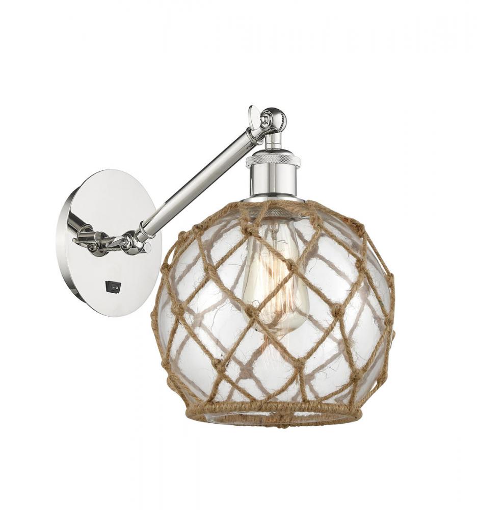 Farmhouse Rope - 1 Light - 8 inch - Polished Nickel - Sconce