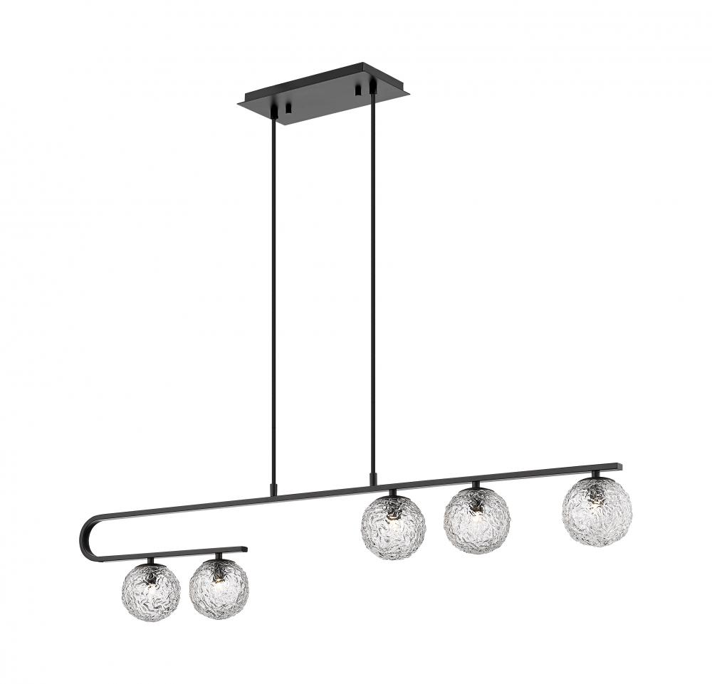 Barrington - 5 Light - 45 inch - Matte Black - Cord hung - Island Light