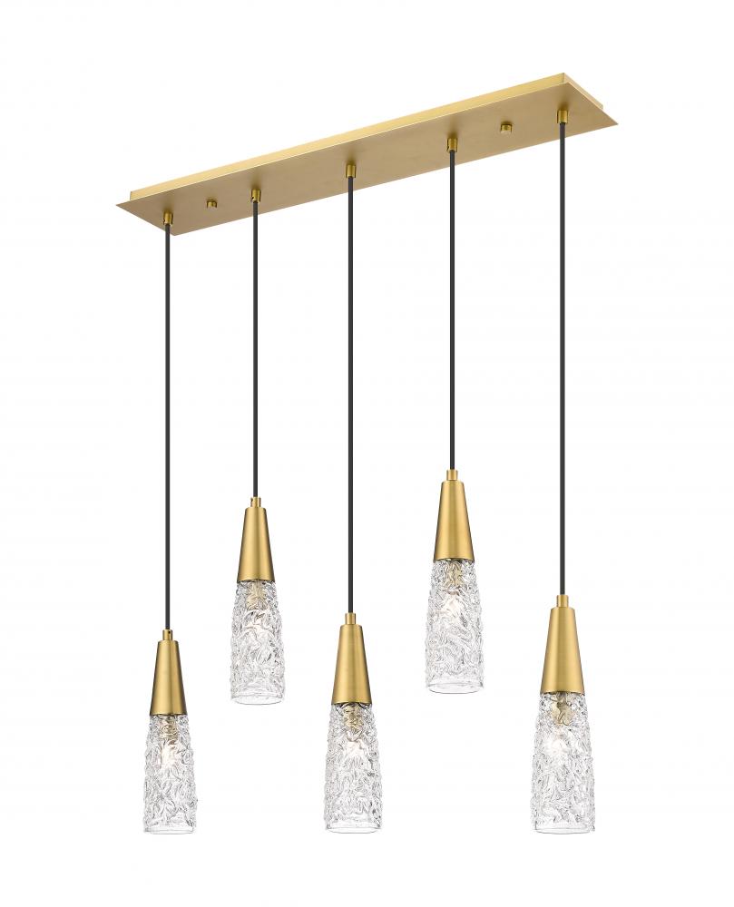 Amherst Brook - 5 Light - 33 inch - Brushed Brass - Cord Hung - Island Light