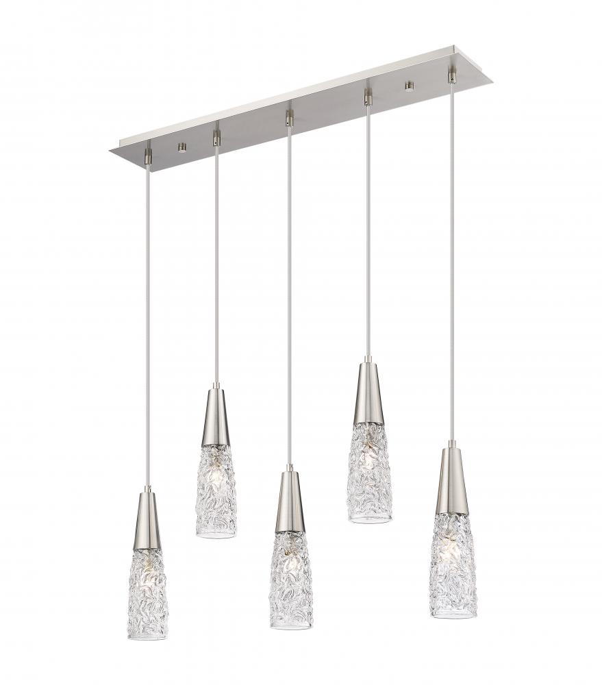 Amherst Brook - 5 Light - 33 inch - Brushed Satin Nickel - Cord Hung - Island Light