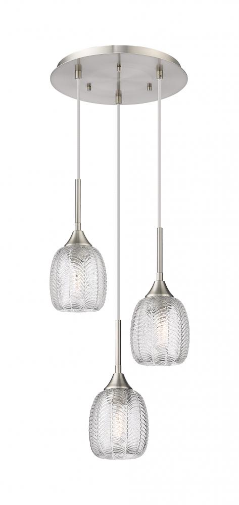 Berkshire - 3 Light - 13 inch - Brushed Satin Nickel - Cord Hung - Multi Pendant