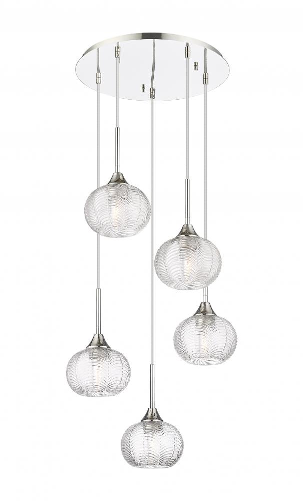 Berkshire - 5 Light - 20 inch - Polished Nickel - Cord Hung - Multi Pendant