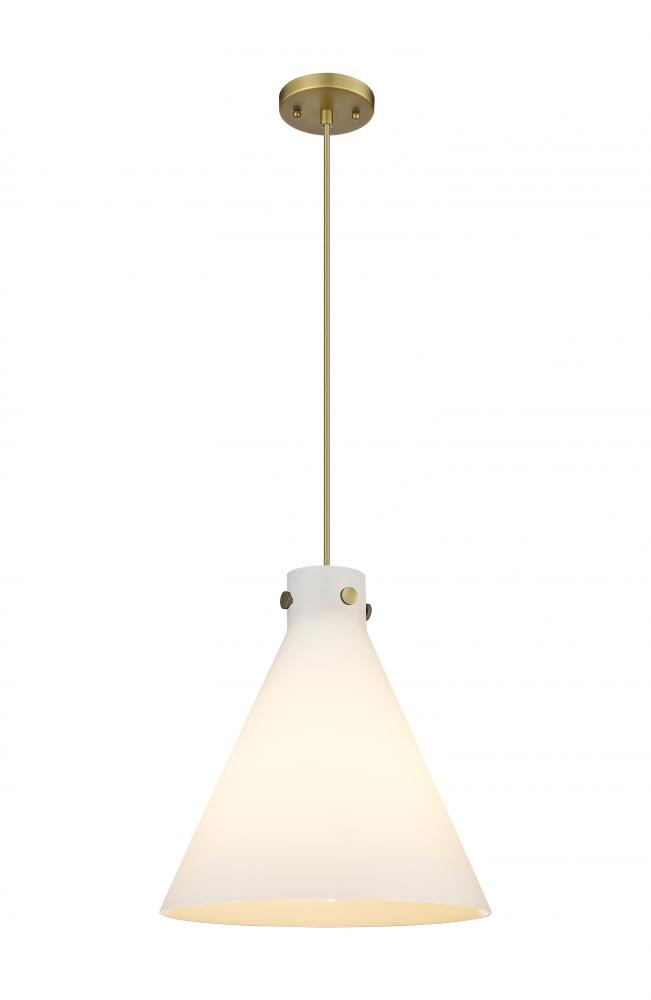 Newton Cone - 1 Light - 16 inch - Brushed Brass - Cord hung - Pendant