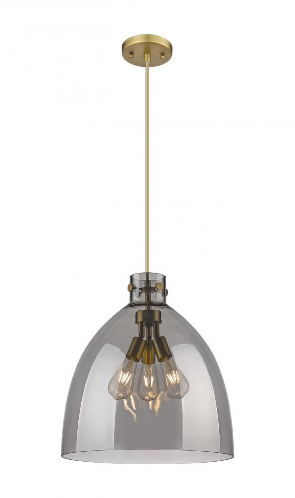 Newton Bell - 3 Light - 18 inch - Brushed Brass - Cord hung - Pendant